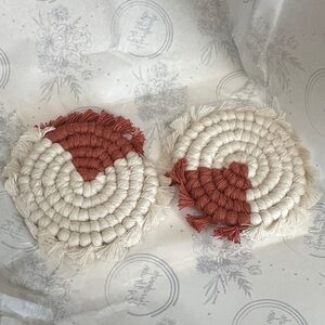 Handmade Woven Coasters in Cream and Rust